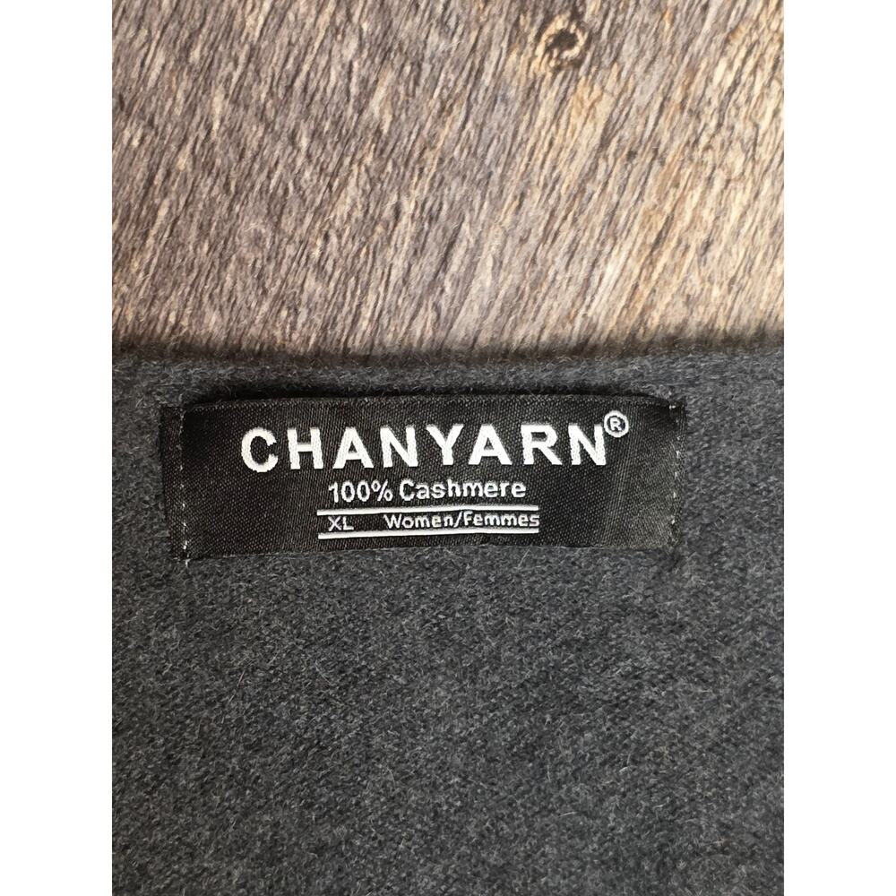 Chanyarn Sweater Womens XL Dark Gray 100% Cashmere V-Neck Knit Pullover NWT - Picture 6 of 6